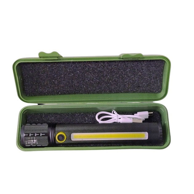 Карманный фонарик Police TD-C82/C72-P50+COB оснащен светодиодами, функцией зума, встроенным аккумулятором