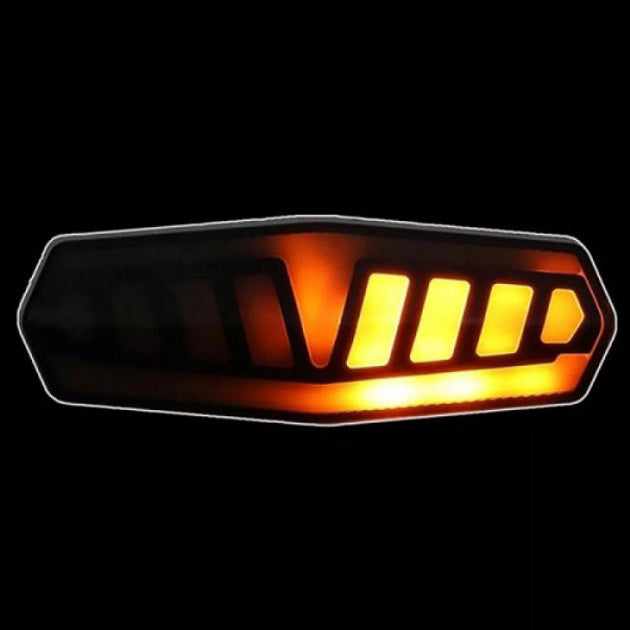 Велофонарь FY-1828 с указанием поворотов (red+yellow), ЗУ Type-C, Мигалка с аккумулятором на велосипед