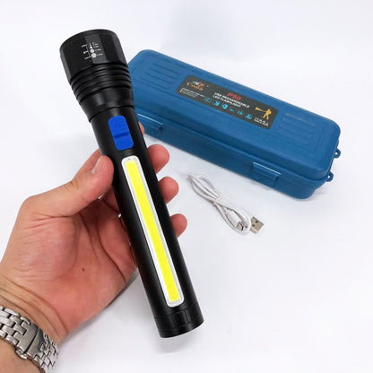 Фонарь ручной с оптическим зумом CB-C13-P50+COB, Мощный аккумуляторный лед фонарик, Лед фонарь ручной