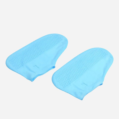 Многоразовые бахилы-чехлы L (41-45 размер) для обуви силиконовые от воды и грязи. Цвет: голубой