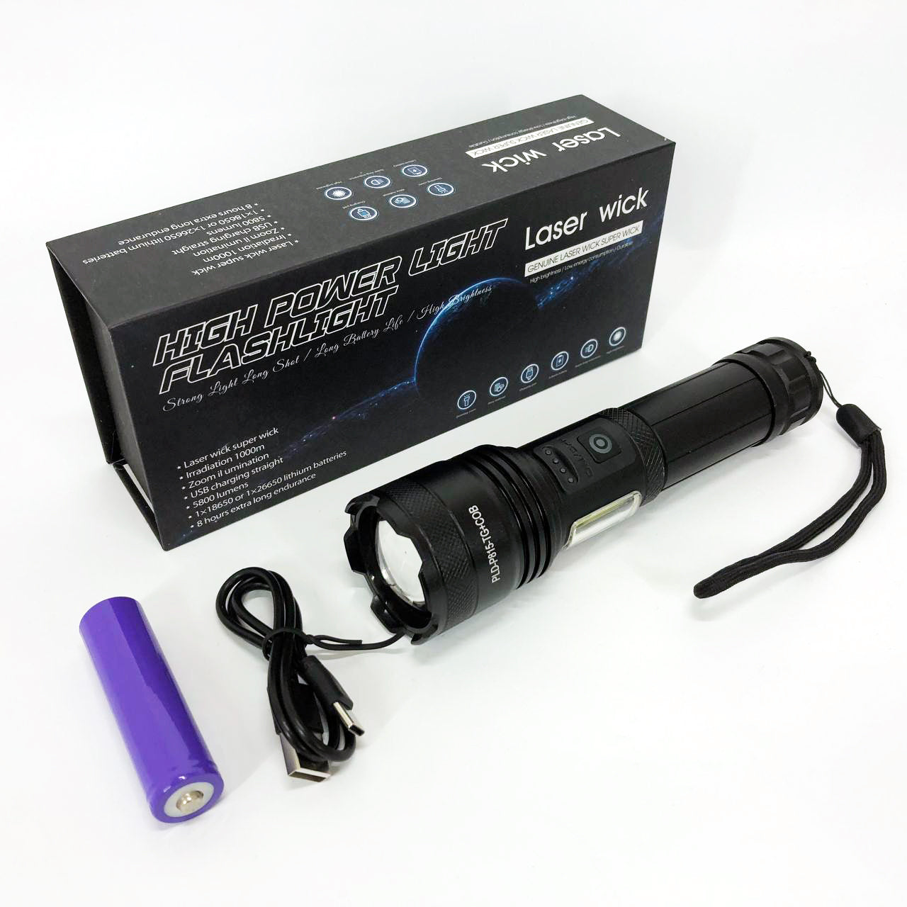 Фонарик PLD-P815 White Laser LED PM10-TG+COB, Фонарик тактический аккумуляторный ручной