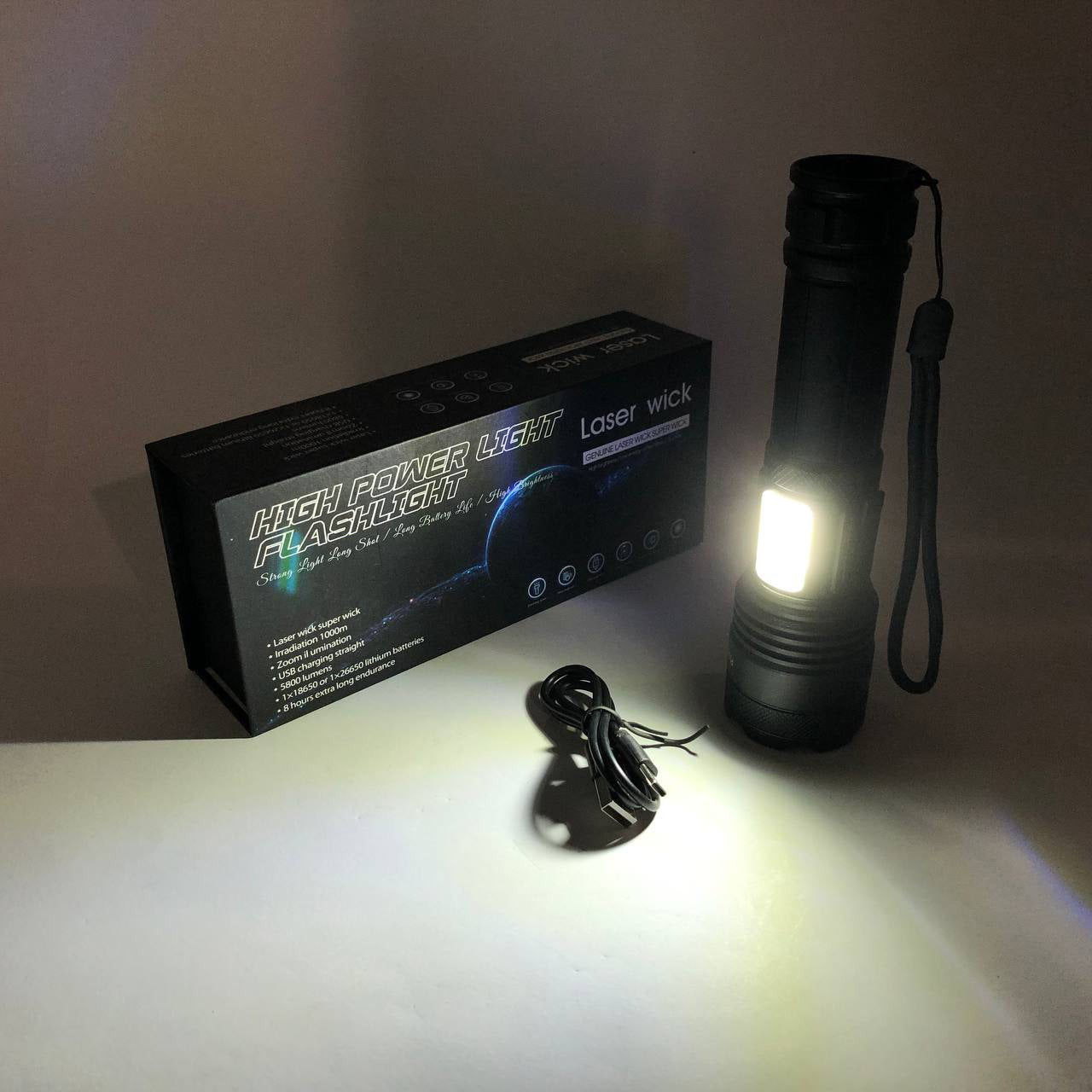 Фонарик PLD-P815 White Laser LED PM10-TG+COB, Фонарик тактический аккумуляторный ручной