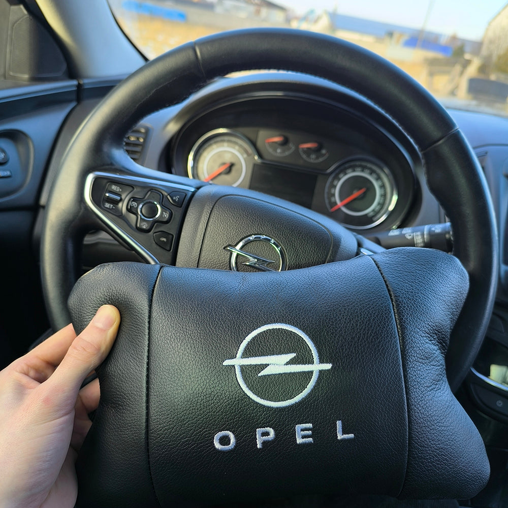 Набор автомобильных подушек 2шт для Opel, натуральная кожа, стильные черные подголовники Опель для авто
