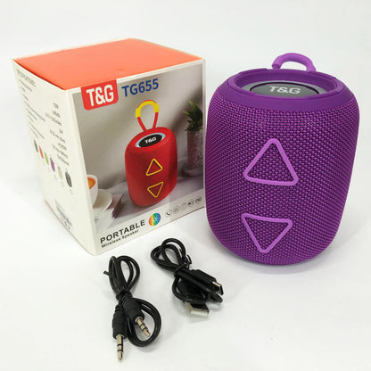 Портативная колонка TG655 5W с RGB подсветкой и ремешком, Аккумуляторная для музыки. Цвет: фиолетовый