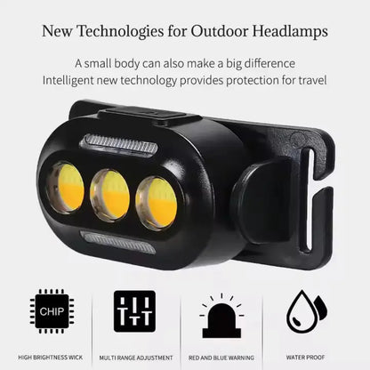 Фонарик налобный YD02-COB (White+red+blue), Налобные фонари для активных людей, фонарь для туризма