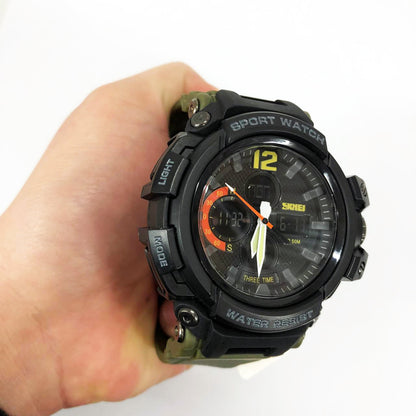 Часы наручные мужские SKMEI 1343AG ARMY GREEN, часы тактические противоударные. Цвет: зеленый