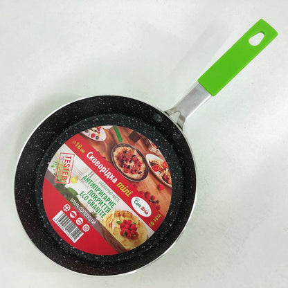 Сковорода Con Brio CB-1614 с антипригарным покрытием Eco Granite mini 16 см. Цвет: зеленый