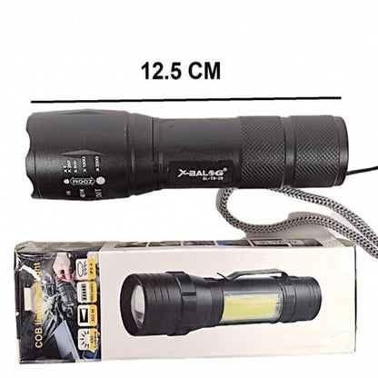 Фонарик аккумуляторный ручной Bailong BL-29 диод T6 + COB зарядка от USB, фонарик led, водонепроницаемый