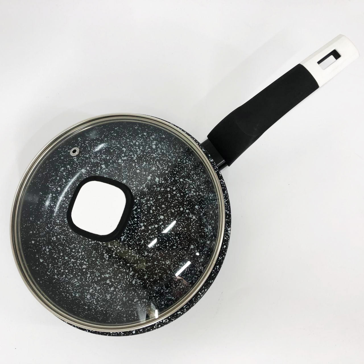 Сковорода с крышкой 20 см светлый гранит UNIQUE UN-5113 | Антипригарная сковорода | Гранитная сковорода