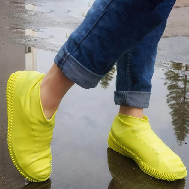 Многоразовые бахилы-чехлы L (41-45 размер) для обуви силиконовые от воды и грязи. Цвет: желтый