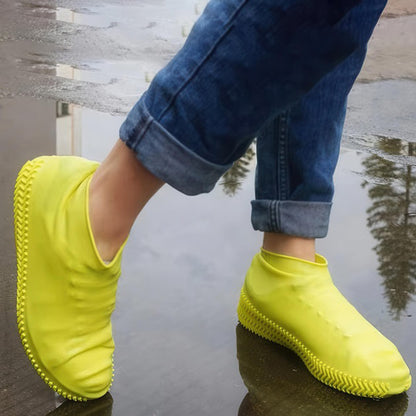 Многоразовые бахилы-чехлы L (41-45 размер) для обуви силиконовые от воды и грязи. Цвет: желтый