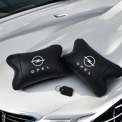 Набор автомобильных подушек 2шт для Opel, натуральная кожа, стильные черные подголовники Опель для авто