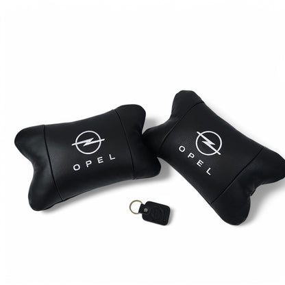 Набор автомобильных подушек 2шт для Opel, натуральная кожа, стильные черные подголовники Опель для авто