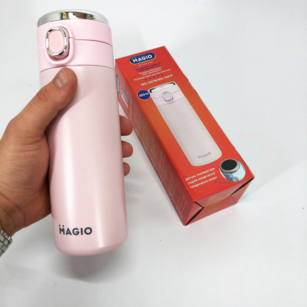 Термос SMART MAGIO MG-1047P вакуумный 400 мл, Термос с индикацией и датчиком температуры, Термос походный