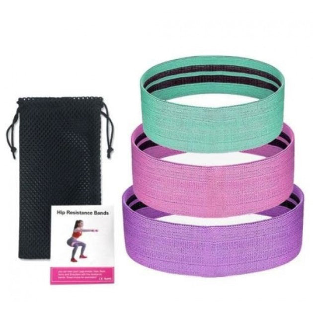 Резинки для фитнеса и спорта WOW LT-003 Набор тканевая лента эспандер 3 шт, Жгут эспандер для занятия