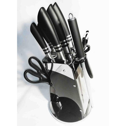 Набор ножей UNIQUE UN-1835 9 предметов точилка овощечистка нержавеющая сталь на подставке