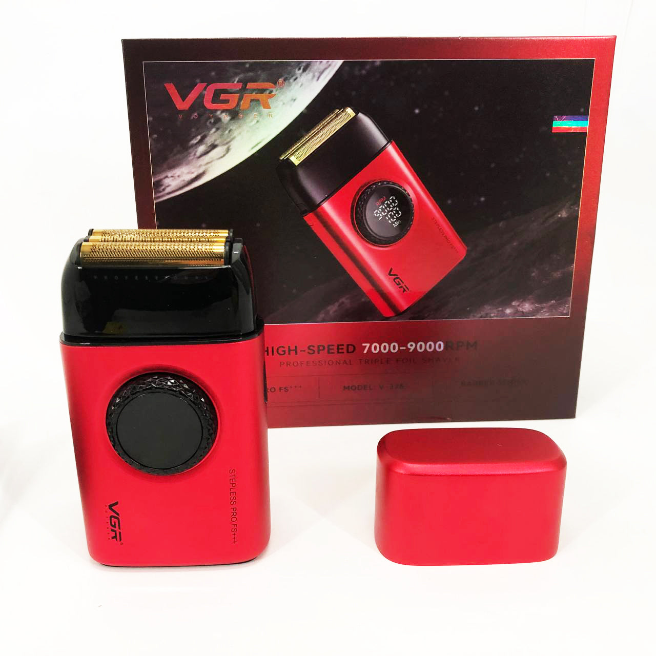 Электробритва VGR V-378 RED шейвер, двойное лезвие + триммер, регулировка мощности 7000-9000 RPM