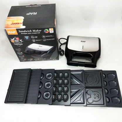 Вафельница бутербродница сендвичница гриль электрическая 8 в 1 RAF R.551 850W Мультипекарь со 8 формами