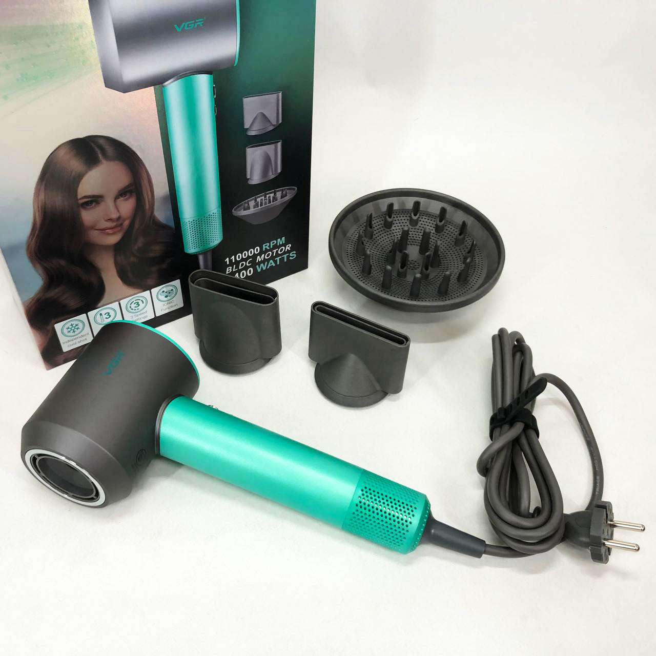 Фен професійний VGR V-440. Цвет: зеленый
