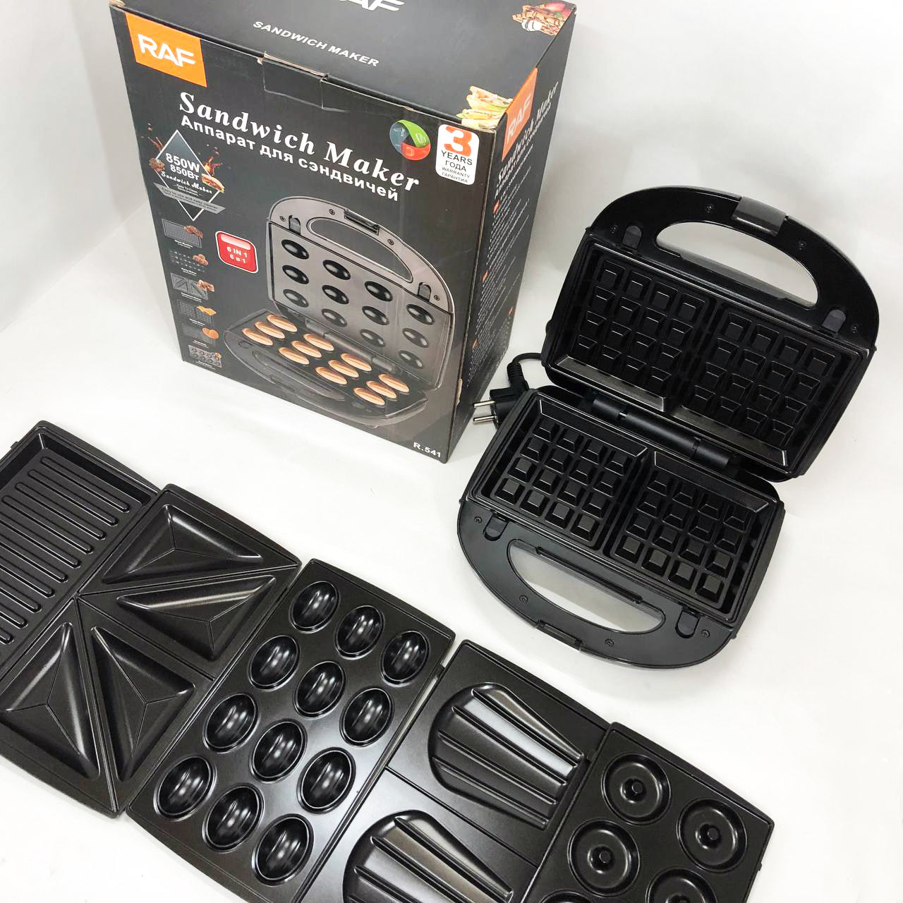 Мультимейкер 6в1 RAF R.541 Гриль прижимной сэндвичница вафельница орешник бутербродница