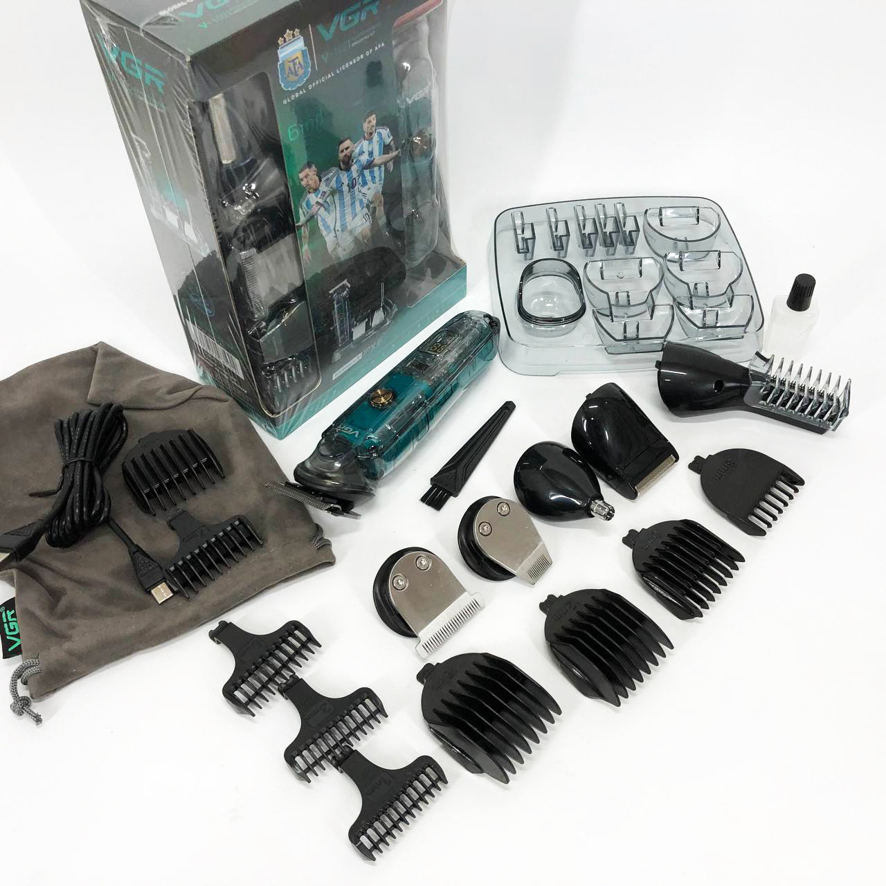 Машинка для стрижки волос, носа, бороды, бритва VGR V-102 5в1 беспроводной триммер с дисплеем