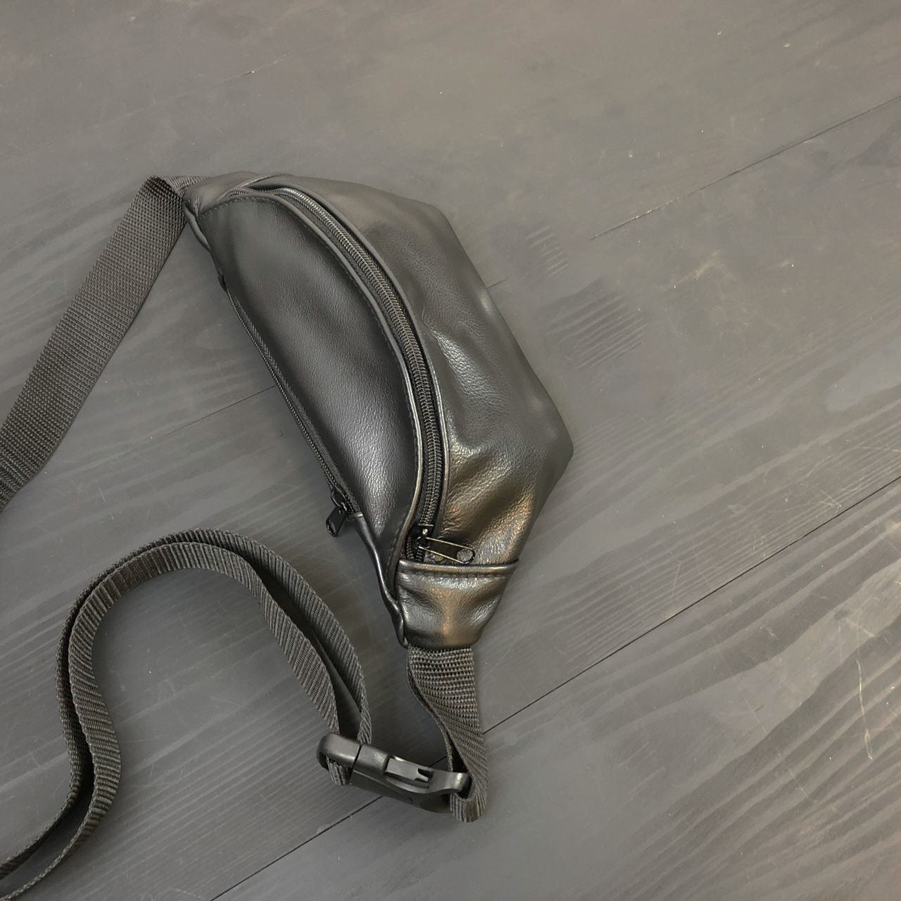 Кожаная бананка, мужская женская сумка из натуральной кожи, черная барсетка