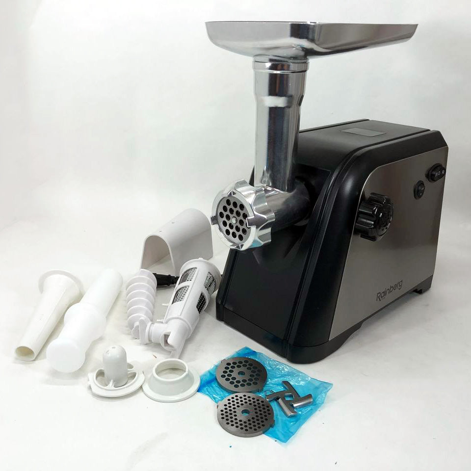 Мясорубка Rainberg RB-672 3000W электрическая с реверсом и соковыжималкой, мясорубка электрическая металл