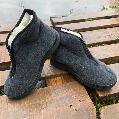 Черевики чоловічі на застібці 43 розмір, хутряні бурки, взуття робочі черевики. Колір: сірий