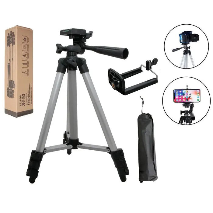 Штатив для телефона и фотоаппарата Tripod 3110 PRO портативный трипод 0,35-1.02м высота. Цвет: серебряный