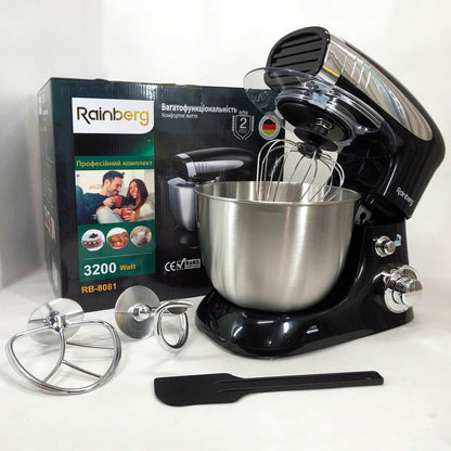 Тістоміс міксер Rainberg RB-8081 кухонний комбайн планетарний 3200 Вт, кухонний комбайн