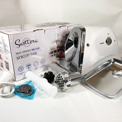 Мясорубка Suntera SMG-5418W, электромясорубка для дома, мясорубка с металлическим редуктором
