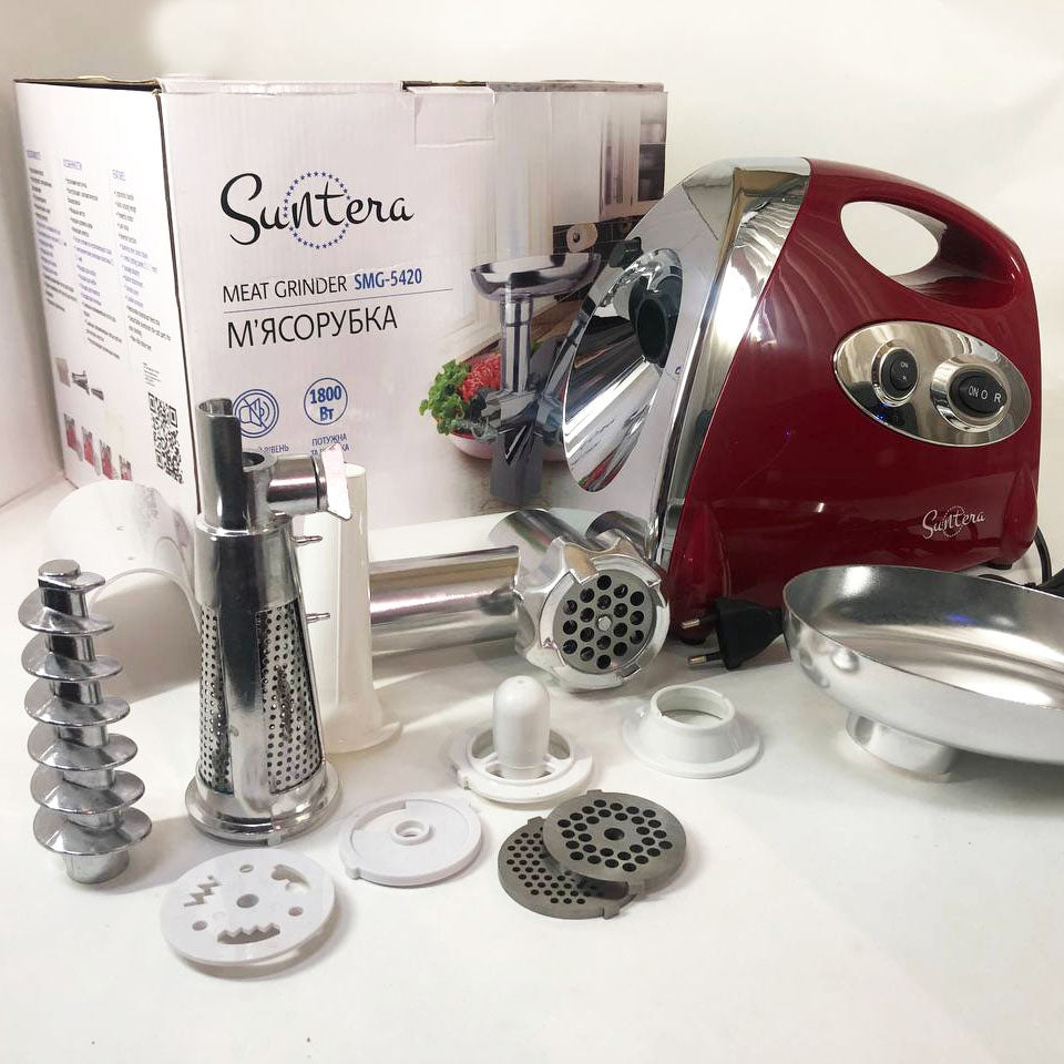 Электромясорубка Suntera SMG-5420R 1800 Вт, электромясорубка соковыжималка для томатов, мясорубка для дома