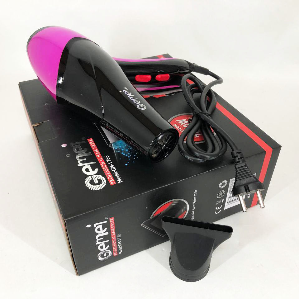 Фен GEMEI GM-1766 2.6кВт АС, женский фен для волос, электрофен для волос. Цвет: фиолетовый