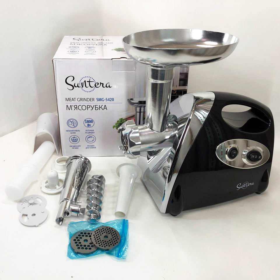 Электромясорубка Suntera SMG-5420B 1800 Вт, электромясорубка соковыжималка для томатов, мясорубка для дома