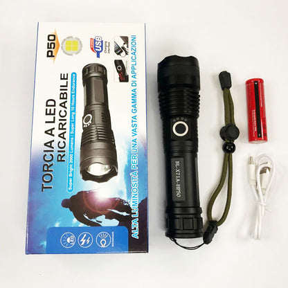 Фонарь ручной Police X71A-HP50, ЗУ micro USB, 1x18650/3xAAA, zoom, индикация заряда, качественный фонарик