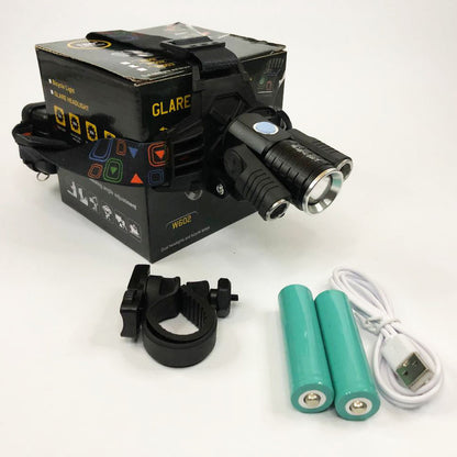 Фонарь налобный W602-T6-2XPE Bike с велокреплением 2x18650, светодиодный фонарь на лоб, сверхмощный