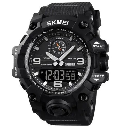Часы наручные мужские SKMEI 1586BK BLACK, водонепроницаемые мужские часы, часы спортивные. Цвет: черный