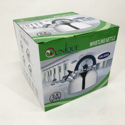 Чайник Unique со свистком UN-5302 2,5л, красивый чайник для газовой плиты, чайник на плиту. Цвет: черный