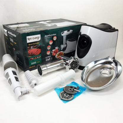 Электромясорубка с соковыжималкой Rainberg RB-674 3000W, электромясорубка для шинковки, мощная мясорубка