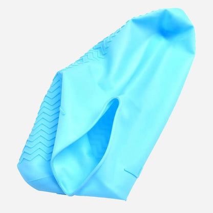 Многоразовые бахилы-чехлы L (41-45 размер) для обуви силиконовые от воды и грязи. Цвет: голубой