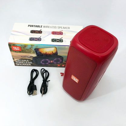 Портативная колонка TG333 2x5W с RGB подсветкой, беспроводная колонка портативная мощная. Цвет: красный