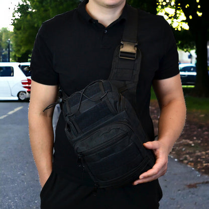 Тактична сумка чорна через плече військова велика нагрудна сумка ВСУ сумка універсальна армійська