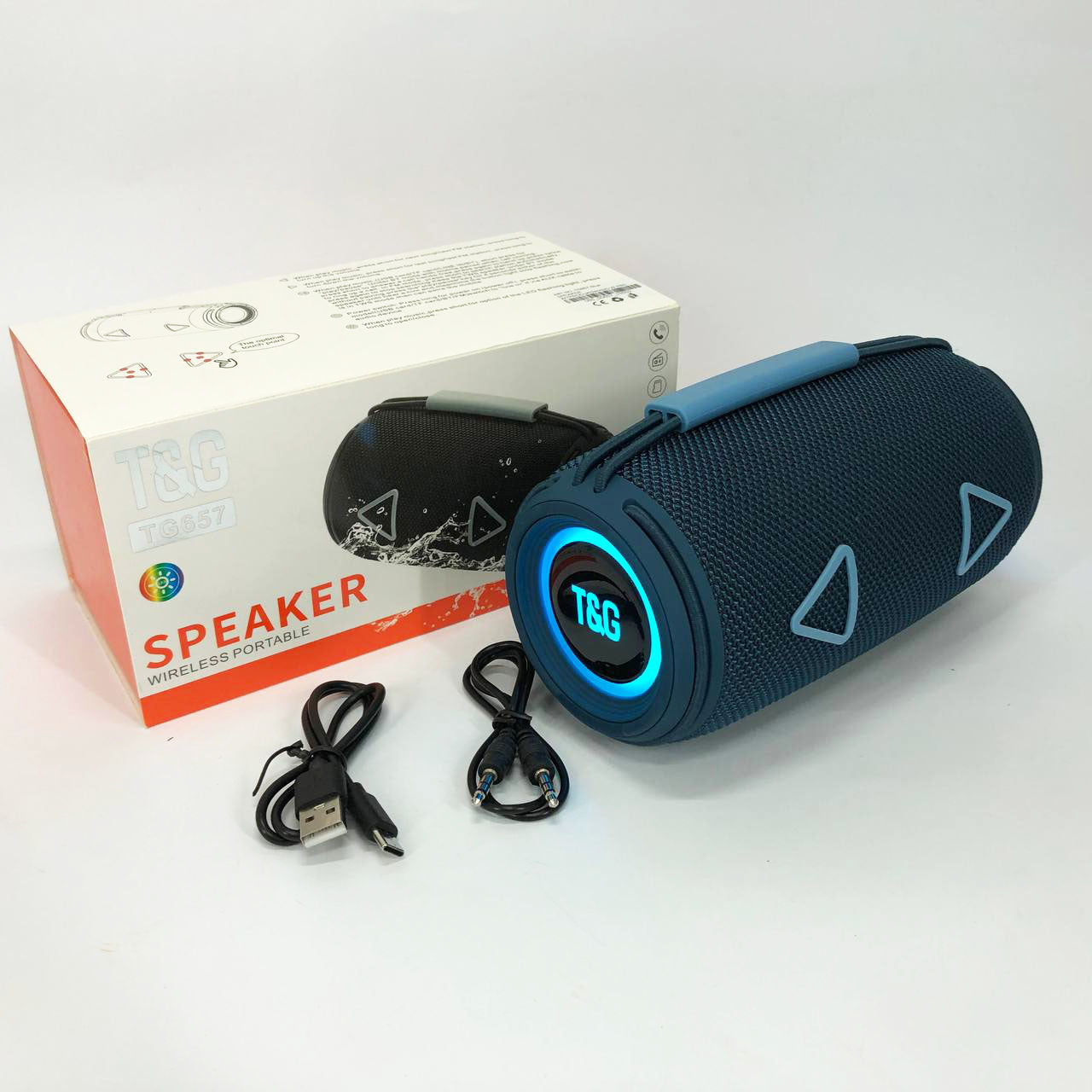 Bluetooth-колонка TG657 с RGB подсветкой 1500 mAh, музыкальные колонки для улицы. Цвет: синий