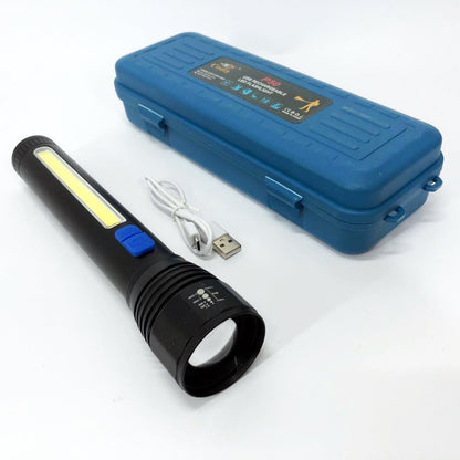 Фонарь ручной с оптическим зумом CB-C13-P50+COB, Мощный аккумуляторный лед фонарик, Лед фонарь ручной