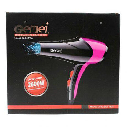 Фен GEMEI GM-1766 2.6кВт АС, женский фен для волос, электрофен для волос. Цвет: фиолетовый