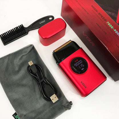 Электробритва VGR V-378 RED шейвер, двойное лезвие + триммер, регулировка мощности 7000-9000 RPM