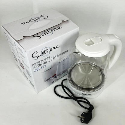 Электрочайник Suntera EKB-322W, чайники с подсветкой, хороший электрический чайник. Цвет: белый