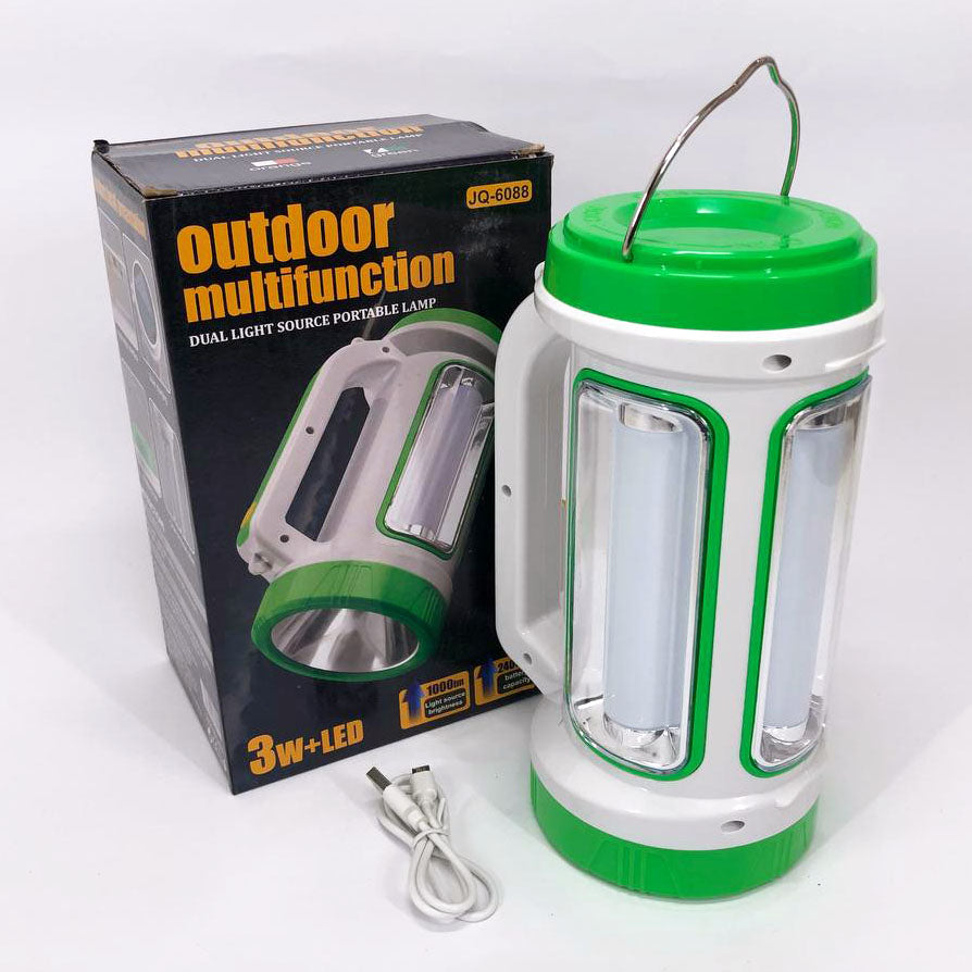 Фонарь переносной кемпинг 6088-LED+COB с функцией PowerBank, кемпинговый светильник. Цвет: зеленый