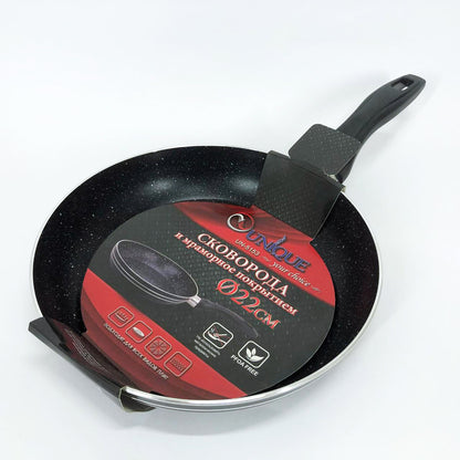 Сковорода 22 см темный мрамор UNIQUE UN-5153 | Антипригарная сковорода | Мраморная сковорода