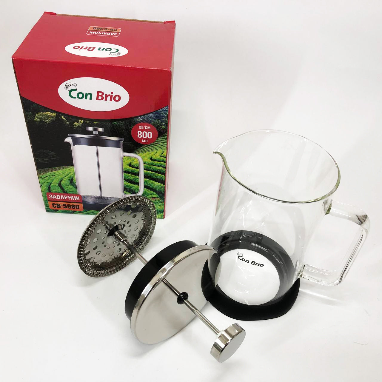 Френч-пресс Con Brio CB-5980 800 мл, Чайник для заваривания трав, Заварник прозрачный